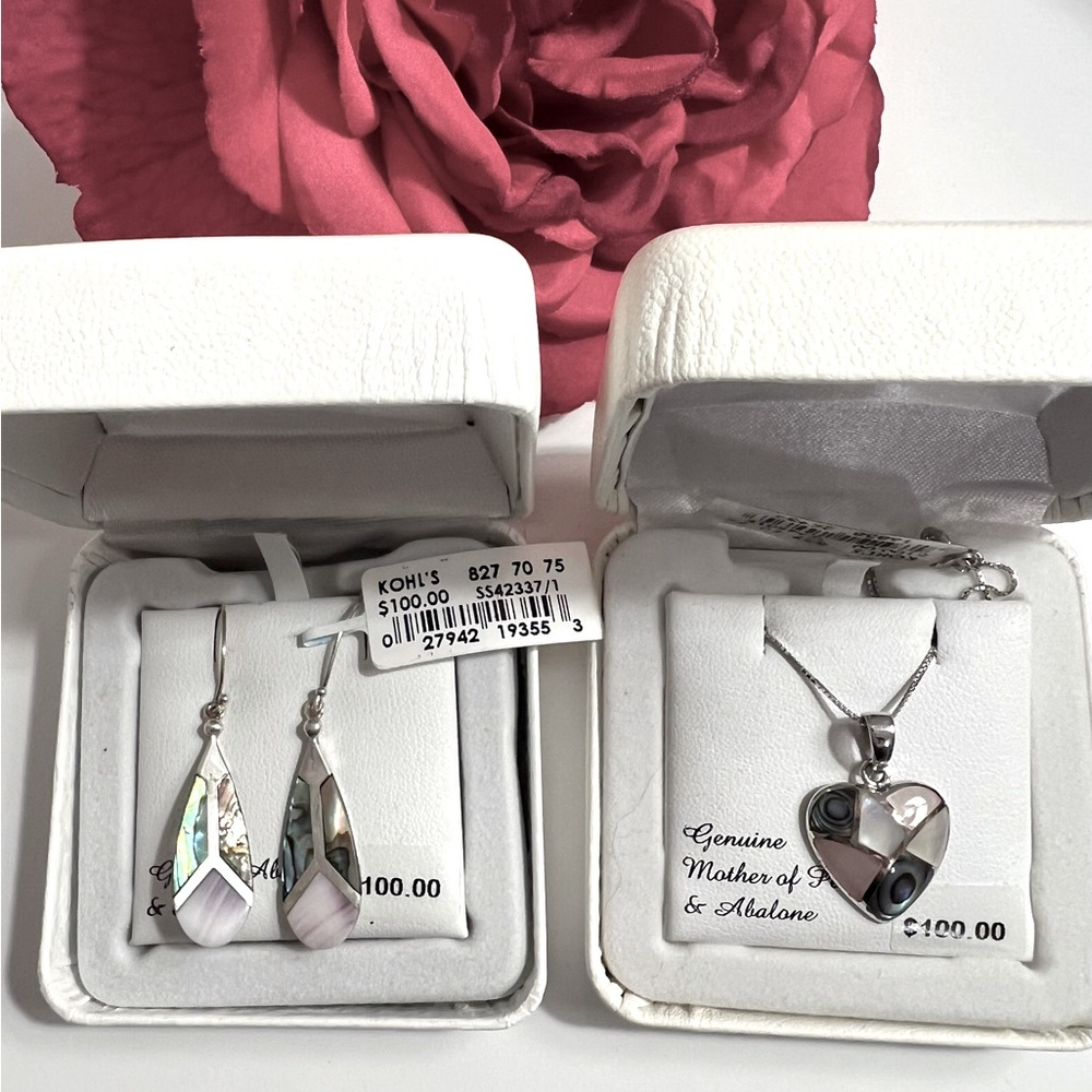 Necklace & Earring set. Mother of Pearl and Abalone.